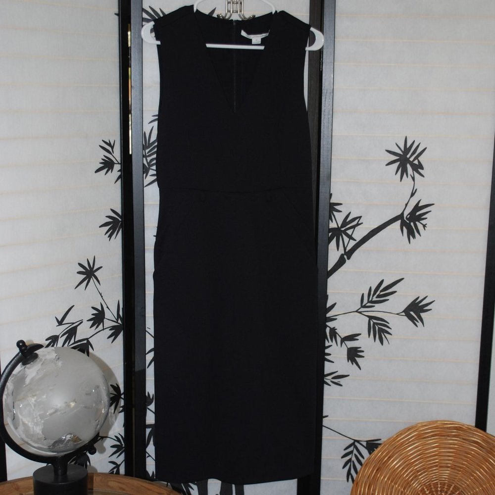 🌟 DIANE VON FURSTENBERG Black Twill Nula Shift Dress in size 10🌟 EUC